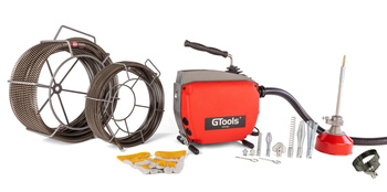 Przepychacz do rur kanalizacji  G-TOOLS 150A 16mm/22mm z adapterem 8mm + Głowica do do cięcia korzeni