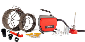 Przepychacz do rur kanalizacji G-TOOLS GT8150A 16mm/22mm  z adapterem 8mm + przepychacz ręczny GT8010A